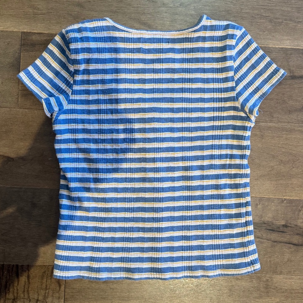 American Eagle Blue, Yellow, White Striped Shirt XS - Picture 2 of 2